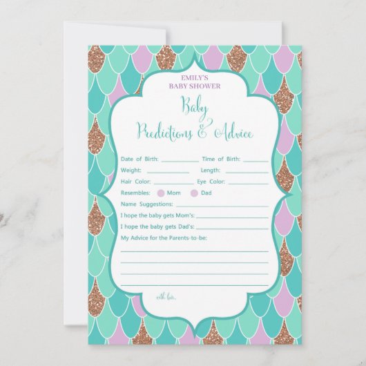 Purple Aqua Mermaid Baby shower Invitation de jeu (Devant)