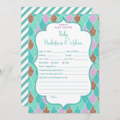 Purple Aqua Mermaid Baby shower Invitation de jeu (Devant / Derrière)
