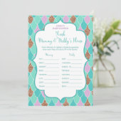 Purple Aqua Mermaid Baby shower Invitation de jeu (Debout devant)