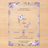 Purple Aquarelle Acrylique Mariage Invitations (Recto)