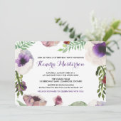 Purple Aquarelle Anémonique Invitation Anniversair (Debout devant)