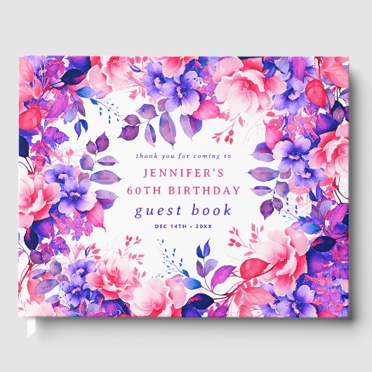 Purple Aquarelle Floral 60e Anniversaire Livre d'i (Recto)
