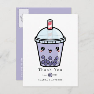 Purple Aquarelle Floral Mariage Merci Carte Postal