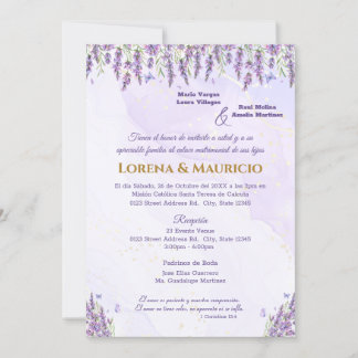 Purple Aquarelle Florale Invitations de mariage