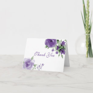 Purple Aquarelle Florale Merci Cartes