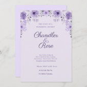 Purple Aquarelle glyteria Faire-part de mariage (Devant / Derrière)