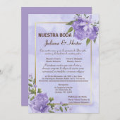 Purple Aquarelle Nuestra Boda Invitation (Devant / Derrière)