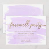 Purple Aquarelle Or Farewell Party Invitation (Devant / Derrière)