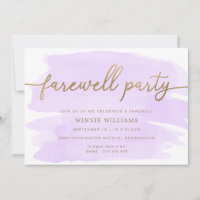 Purple Aquarelle Or Farewell Party Invitation