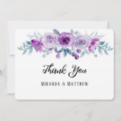 Purple Aquarelle Peony Mariage Merci Cartes (Devant)