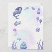 Purple Aquarelle Sirène Anniversaire Invitation (Dos)