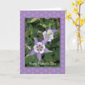 Purple Aquilegia, Columbine Carte de fête des mère (Fleur jaune)