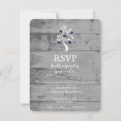 Purple Arbre des Coeurs Mariage carte RSVP (Devant)