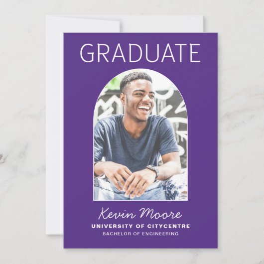 Purple Arch Photo Graduation Invitation (Devant)