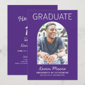 Purple Arch Photo Graduation Invitation (Devant / Derrière)