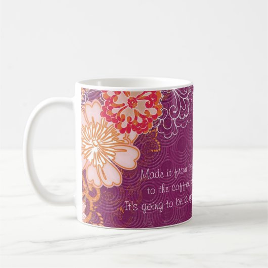 Purple avec grande fleur de café pot de café Mug (Gauche)
