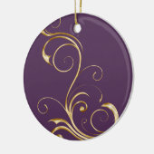 Purple avec Ornate Gold Frotts Ornement de Noël (Gauche)