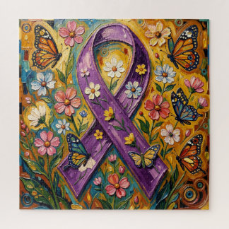 Purple Awareness Ribbon Fibro Legpuzzel