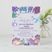 PURPLE AXOLOTL Baby shower Invitation fille (Debout devant)