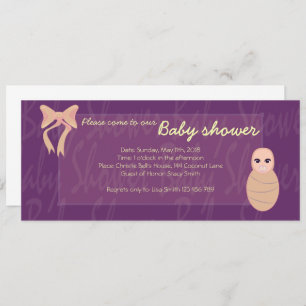 Purple Baby shower Baby dans une invitation groupé
