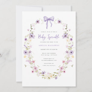 Purple Baby Sprinkle Spring Invitation Fleur sauva