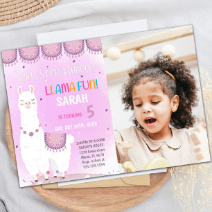 Purple Back Llama Invitations d'anniversaire avec