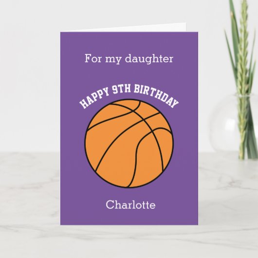 Purple Basketball Sport 9e carte d'anniversaire (Devant)