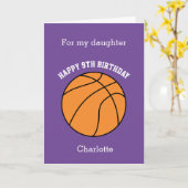 Purple Basketball Sport 9e carte d'anniversaire (Fleur jaune)