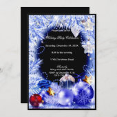 Purple Baubles Étoiles Fête de Noël Invitation (Devant / Derrière)