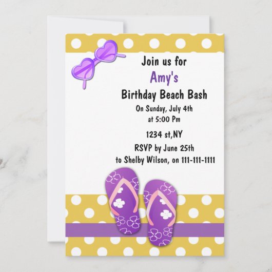 PURPLE Beach Party Invitations (Devant)