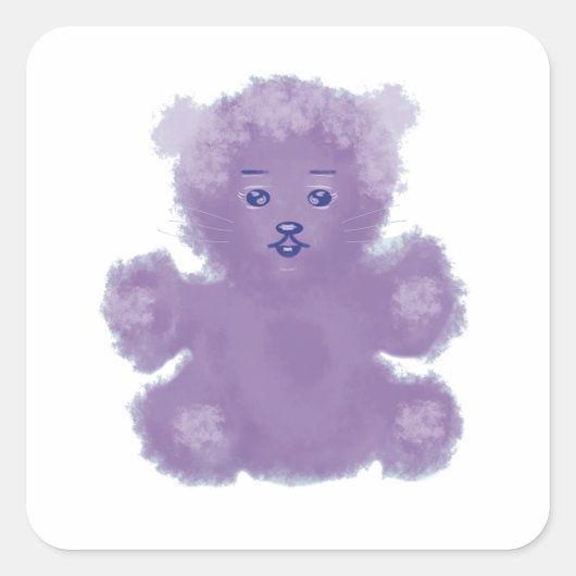 Purple bear vierkante sticker (Voorkant)