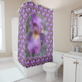 Purple Bearded Iris Flower Nature Pattern Douchegordijn (In situ)