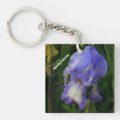 Purple Bearded Iris Photo Personalized Keychain (Voorkant)