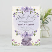 Purple Beige mignon Baby shower Invitation (Debout devant)