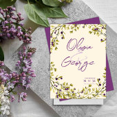 Purple Berry Greenery Leaves Wedding Save the Date Briefkaart