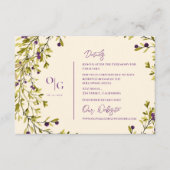 Purple Berry Rustic Greenery Wedding Details Informatiekaartje (Voorkant)