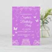 Purple Birthday Party Invitation with Balloons (Debout devant)
