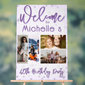 Purple Birthday Party Photo Collage Welcome (Neutre)