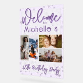 Purple Birthday Party Photo Collage Welcome (Angle)