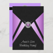 Purple Black 21e anniversaire Invitation de fête (Devant / Derrière)