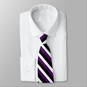 Purple Black and White University Cravate en bande
