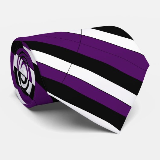 Purple Black and White University Cravate en bande (Roulé)