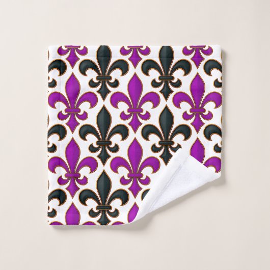 Purple Black Baroque Fleur-de-lis Pattern Design  (Gant de toilette)