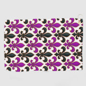 Purple Black Baroque Fleur-de-lis Pattern Design  Golfhanddoek (Horizontaal)