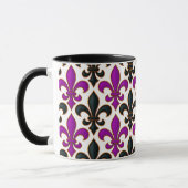 Purple Black Baroque Fleur-de-lis Pattern Design Mok (Links)