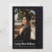 Purple Black Confetti Faire-part de graduation (Devant)