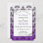 Purple Black Damask Classy Wedding invitations (Devant)