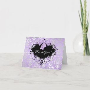 Purple Black Damask Thank You Cards Bedankkaart