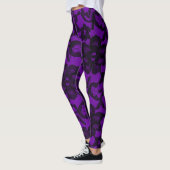 Purple & Black Elegant Faux Lace Leggings Spandex (Gauche)