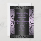 Purple & Black Elegant Swirl Invitation Anniversai (Dos)